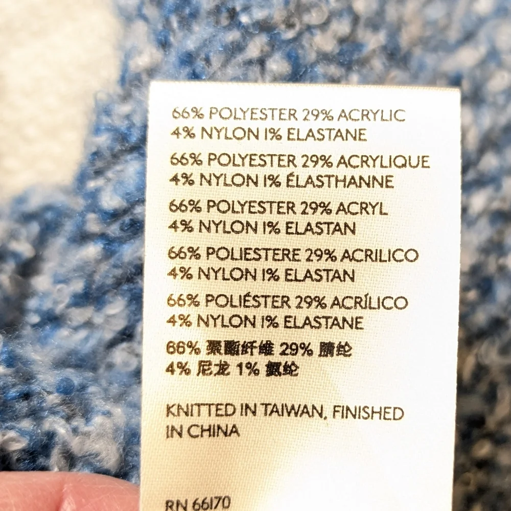New Free People BFF Blue / White Cowl Neck Sweater‎ Winter Soft Cozy Sz XS